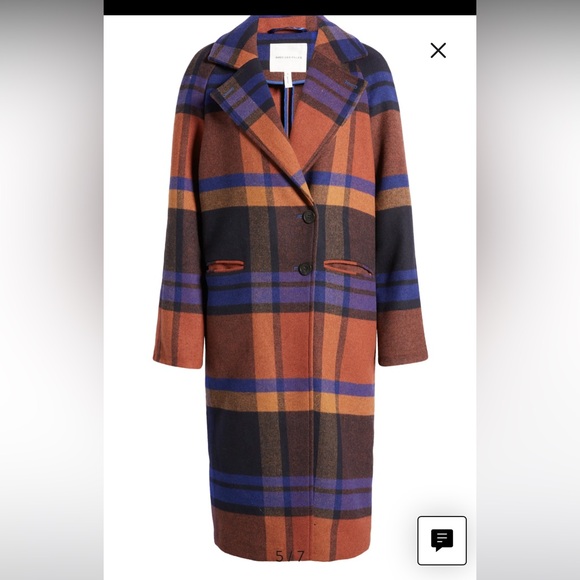 Navy rust plaid coat - Picture 5 of 8